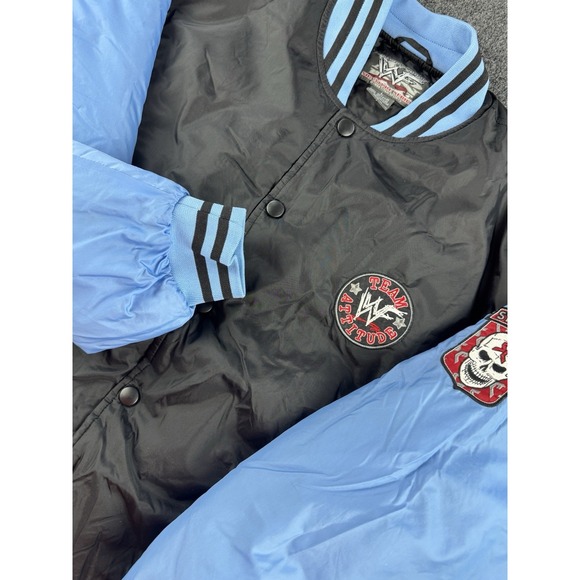Vintage 1999 WWF Stone Cold Steve Austin Jacket Team Attitude Bomber Black Blue